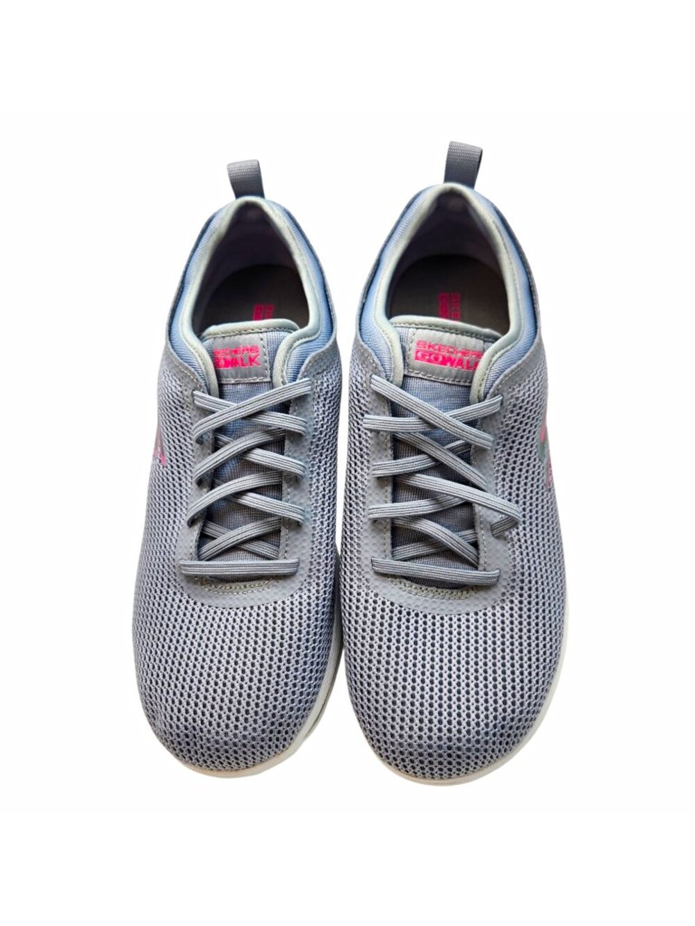 SKECHERS GO WALK Women's Sz 8.5W Mesh Slip-On Low Top Walking Sneaker Gray Pink